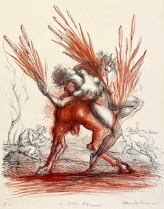 OVID METAMORPHOSES Litografía firmada, Neso y Deianira, Centauro, Mitología