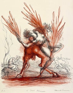 OVID METAMORPHOSES Signierte Lithographie, Nessus und Deianira, Zentaur, Mythologie 