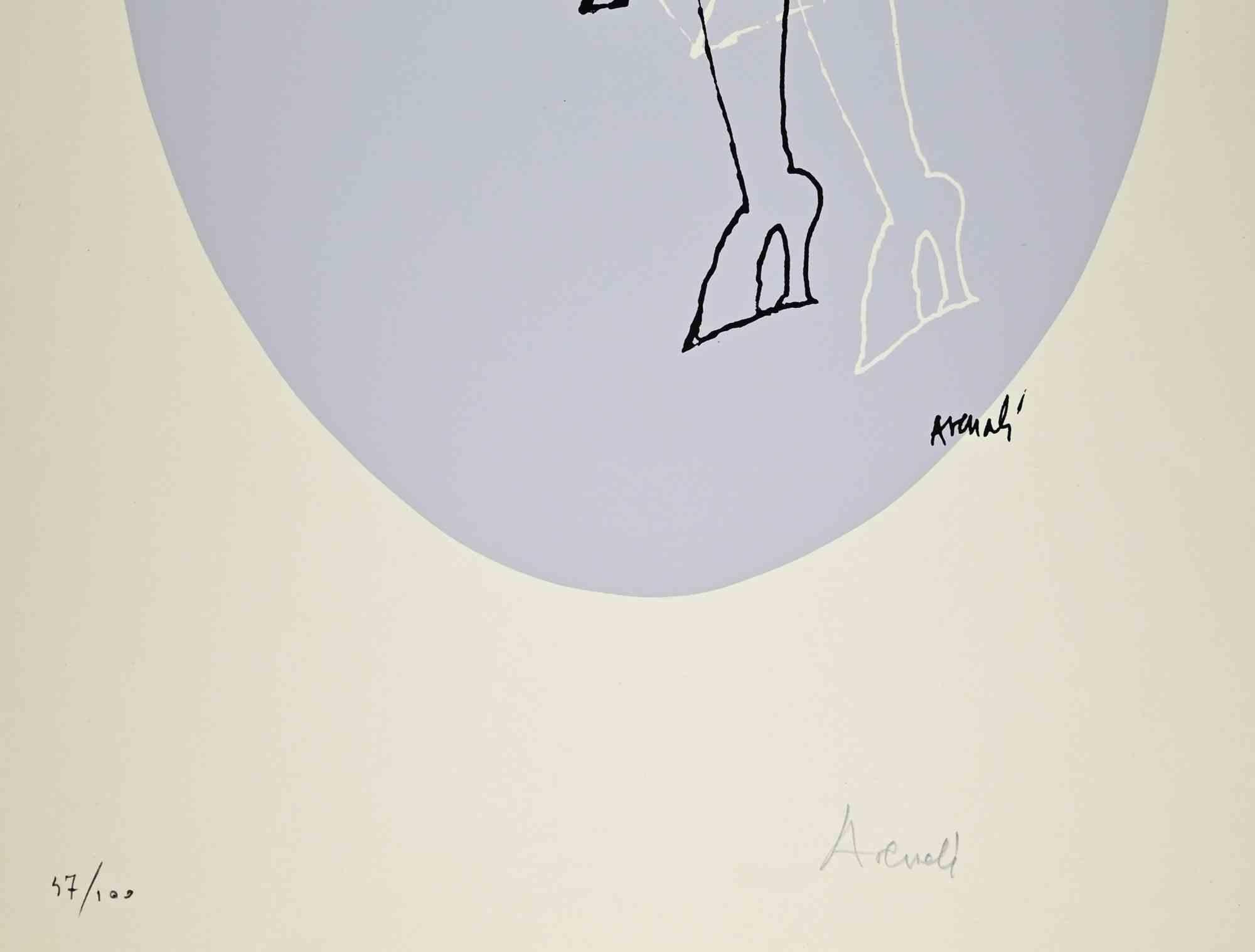 Ovale grigio - Litografia di Marcello Avenali - 1960 - Print di Marcello Venali
