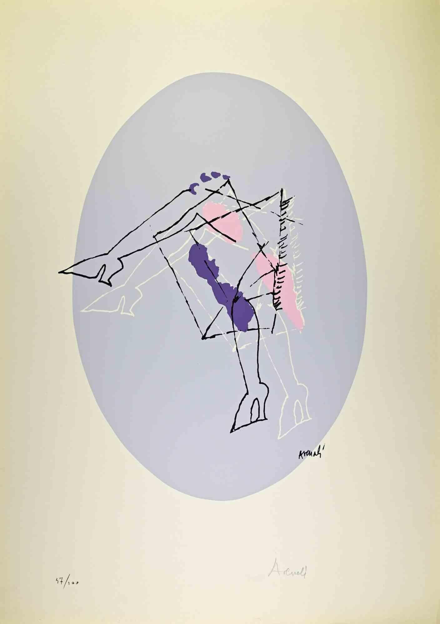 Figurative Print de Marcello Venali - Óvalo gris - Litografía de Marcello Avenali - 1960