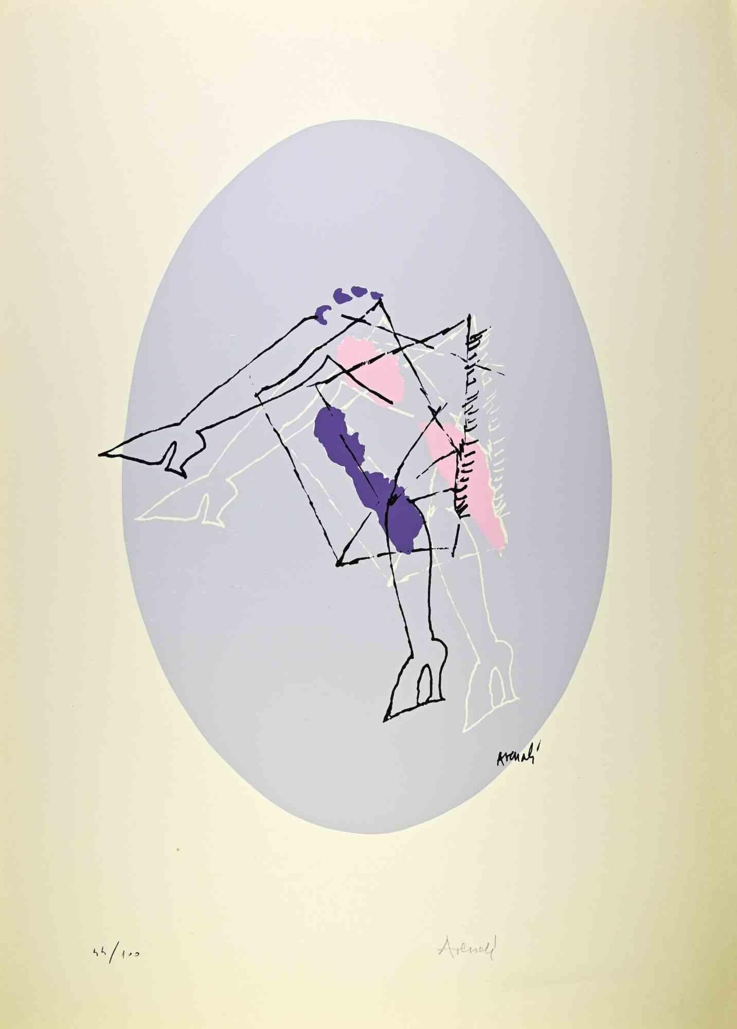 Figurative Print de Marcello Venali - Óvalo gris - Litografía de Marcello Avenali - 1960