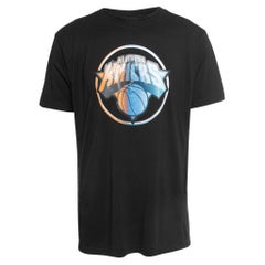 Marcelo Burlon Schwarzes T-Shirt aus Baumwollgewebe mit Knicks-Druck aus Mesh in Schwarz, NY, L