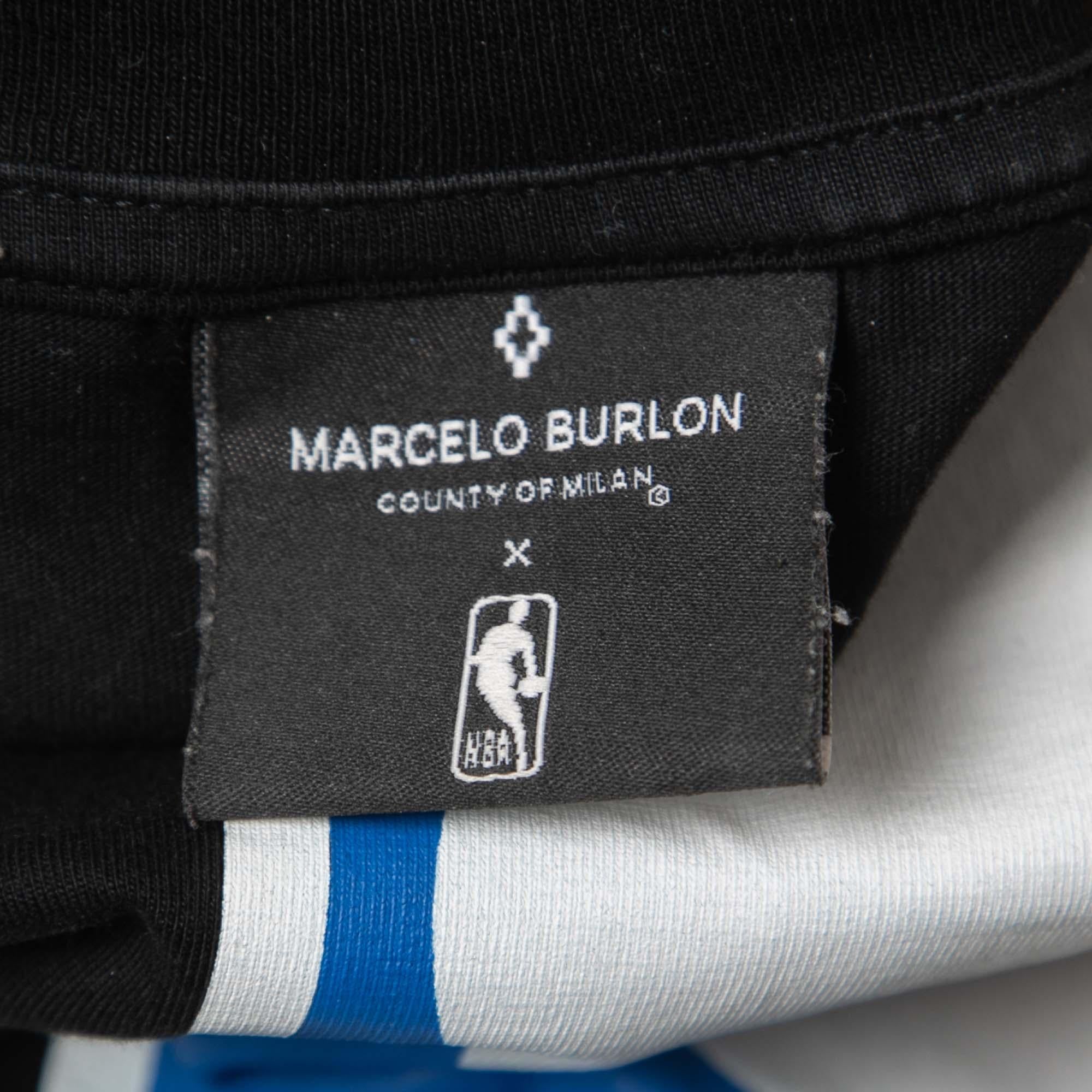 Marcelo Burlon Black Printed Cotton Half Sleeve T-Shirt M. M. Bon état - En vente à Dubai, Al Qouz 2