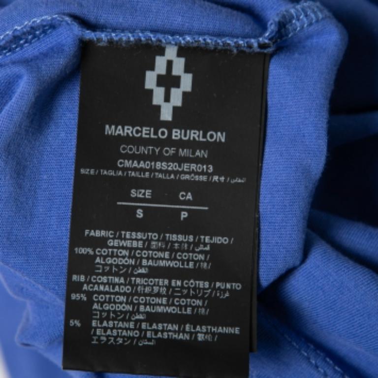 Marcelo Burlon - T-shirt col ras du cou imprimé en coton bleu S Bon état - En vente à Dubai, Al Qouz 2