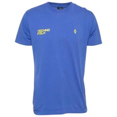 Marcelo Burlon - Maglietta girocollo in cotone blu stampata T S