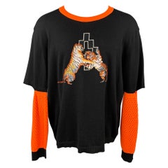 MARCELO BURLON Size M Black & Orange Tiger Cotton Mixed Fabrics Sweatshirt