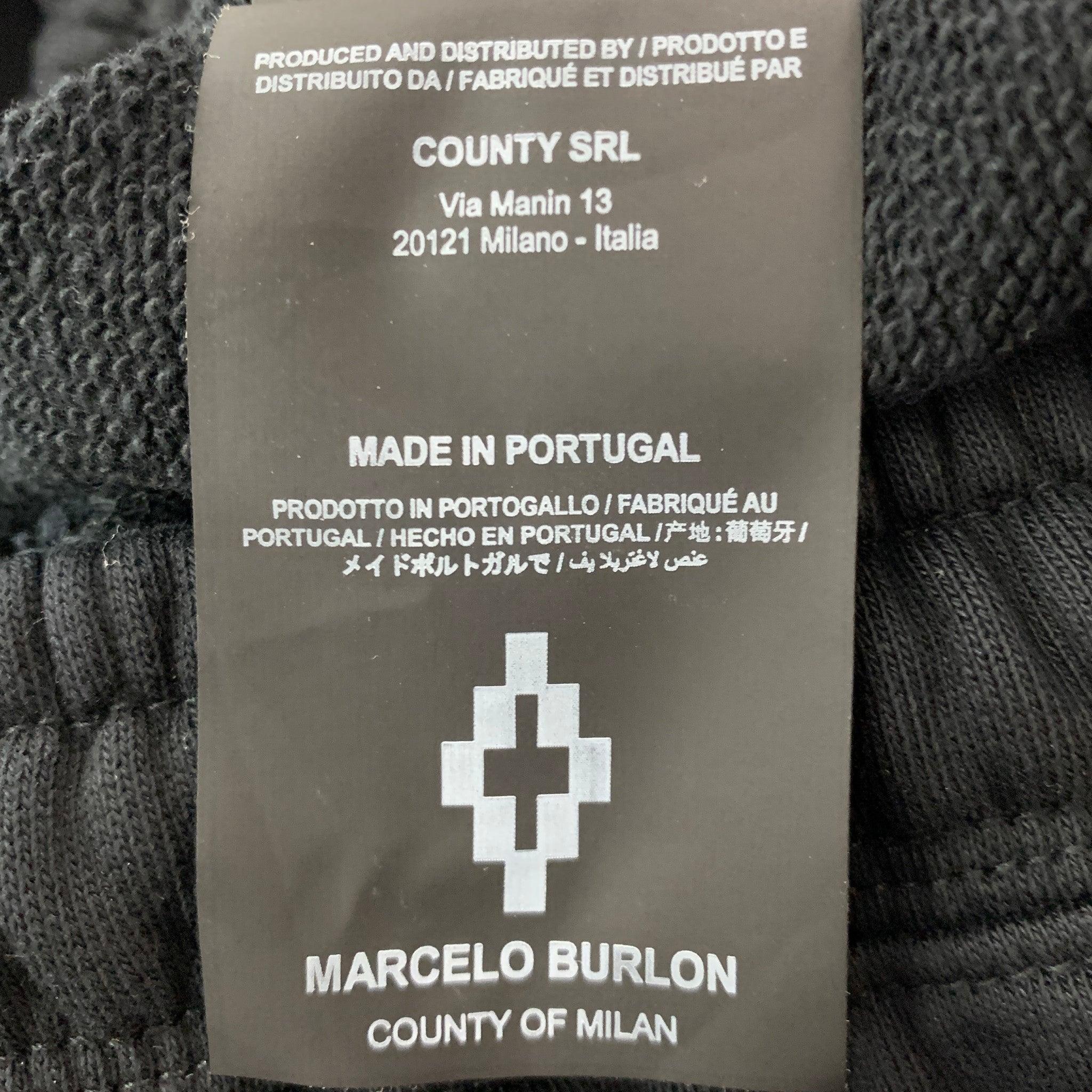 MARCELO BURLON Size S Black Multi-Color Applique Cotton Drawstring Shorts For Sale 5