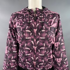 MARCELO BURLON Size S Black Purple Polyamide Snake Print Hooded Rain Jacket