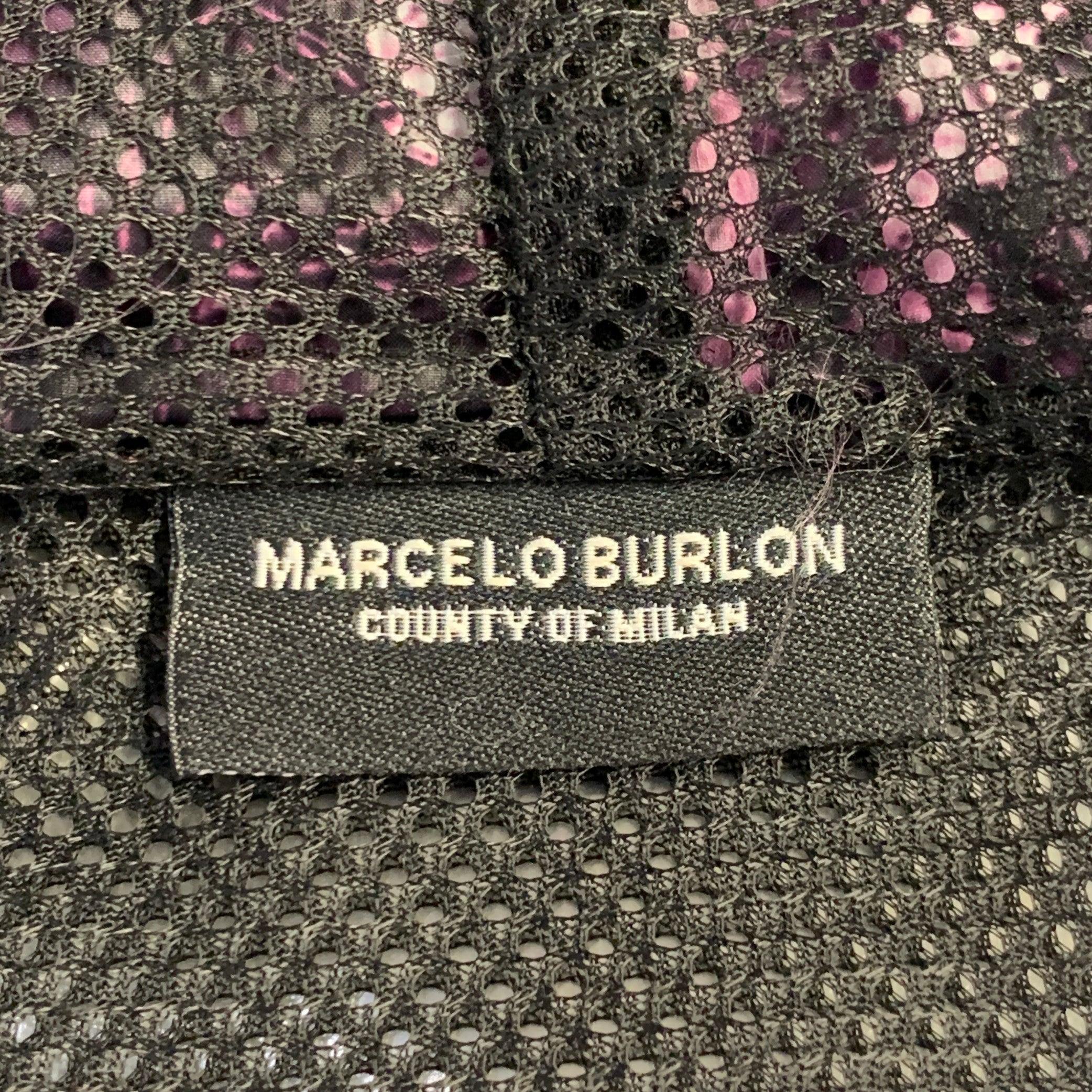 MARCELO BURLON Size S Black Purple Polyamide Snake Print Hooded Rain Jacket For Sale 1