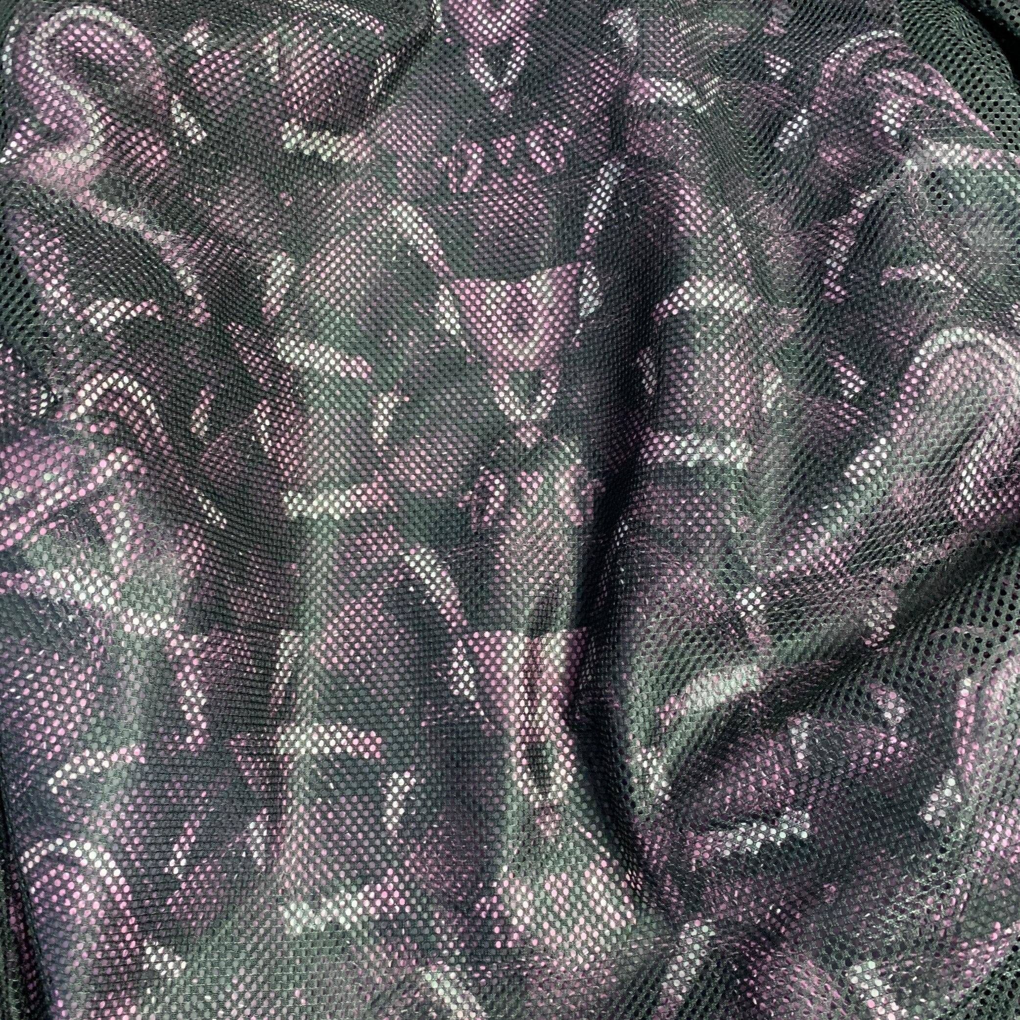 MARCELO BURLON Size S Black Purple Polyamide Snake Print Hooded Rain Jacket For Sale 2