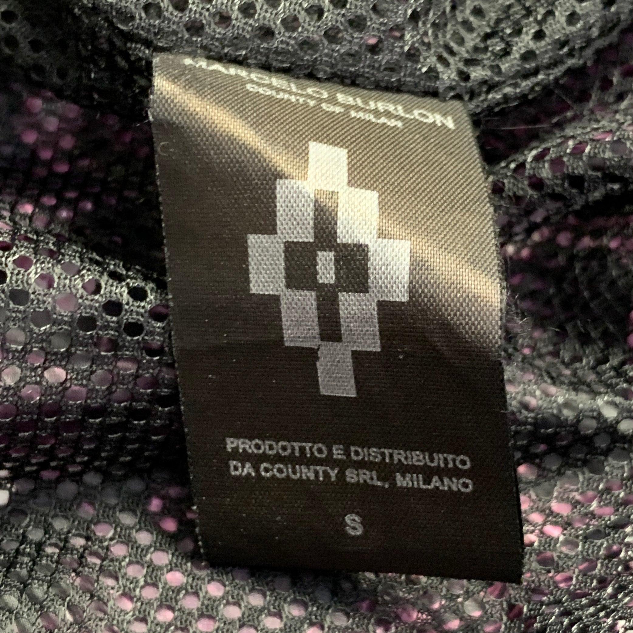 MARCELO BURLON Size S Black Purple Polyamide Snake Print Hooded Rain Jacket For Sale 3