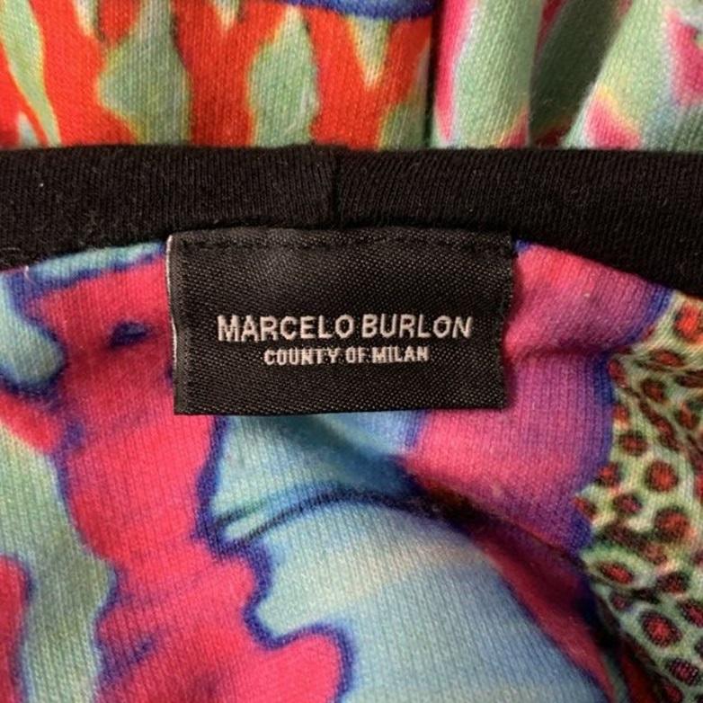 Men's MARCELO BURLON Size S Multi-Color Abstract Cotton & Polyester Hooded Sweatshirt For Sale