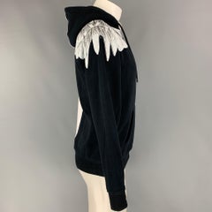 MARCELO BURLON Size XS Black & White Color Block Cotton Hoodie Sweatshirt
