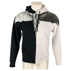 MARCELO BURLON - Sweat-shirt à capuche en coton noir et blanc à empiècements de couleurs, taille XS