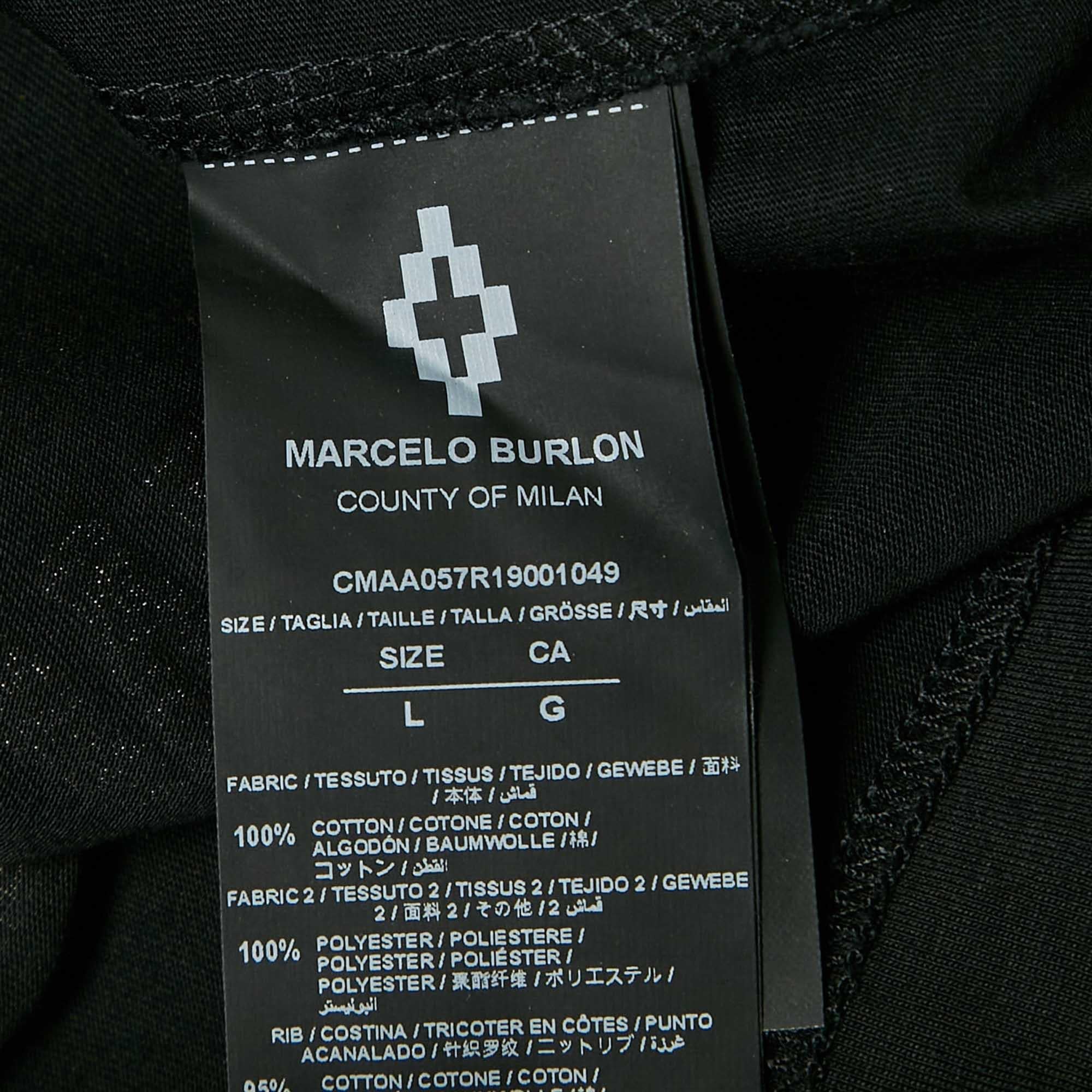 Marcelo Burlon x NBA Schwarzes T-Shirt aus Baumwolle mit Knicks-Druck und Mesh-Besatz, schwarz, S im Angebot 2