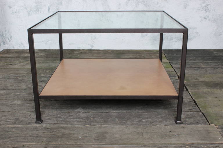 American Marcelo Coffee Table with Clear Glass Top For Sale