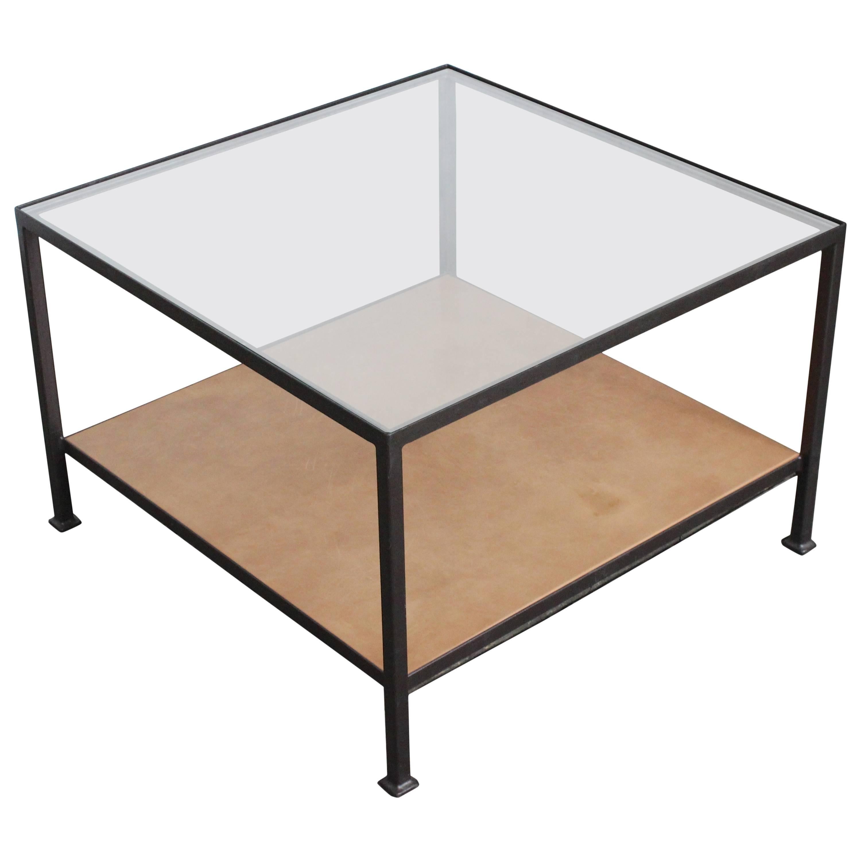 Table basse Marcelo avec plateau en verre transparent