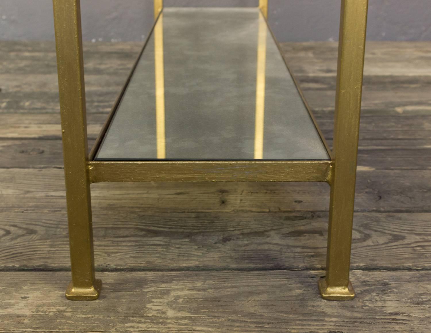 Marcelo Console Table with Antique Mirror Shelving For Sale 2