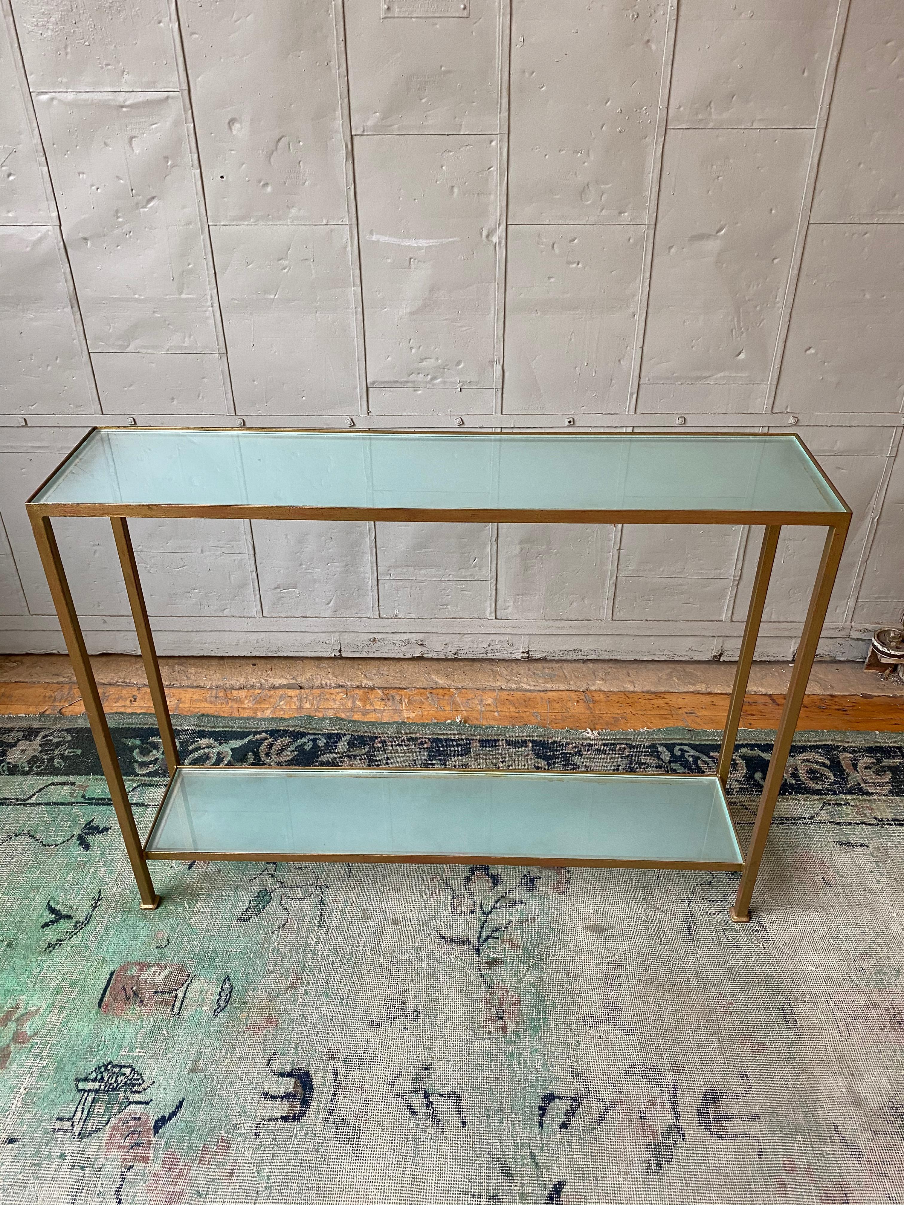 Marcelo Console Table with Sandblasted Glass Shelves For Sale 3
