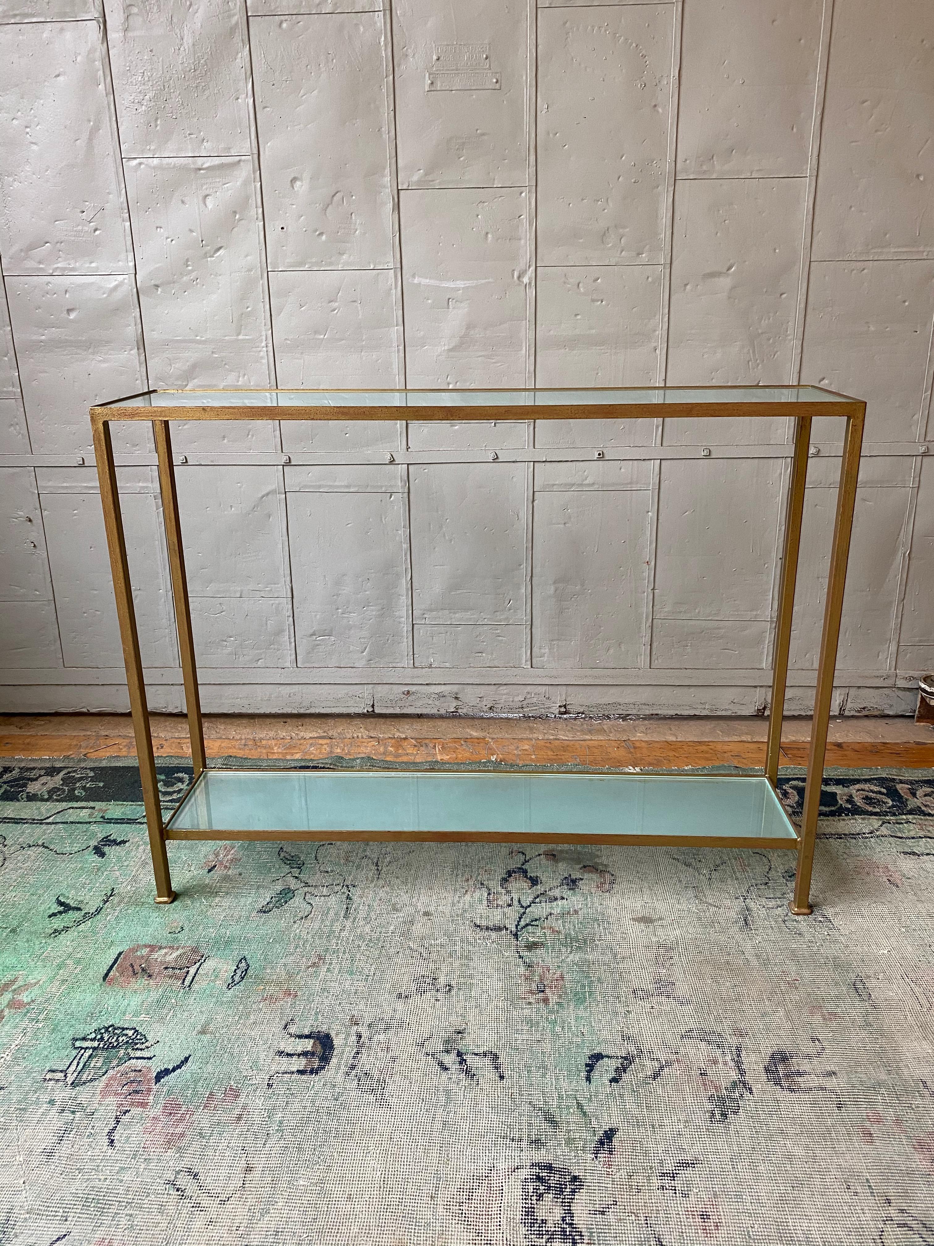 Marcelo Console Table with Sandblasted Glass Shelves For Sale 4