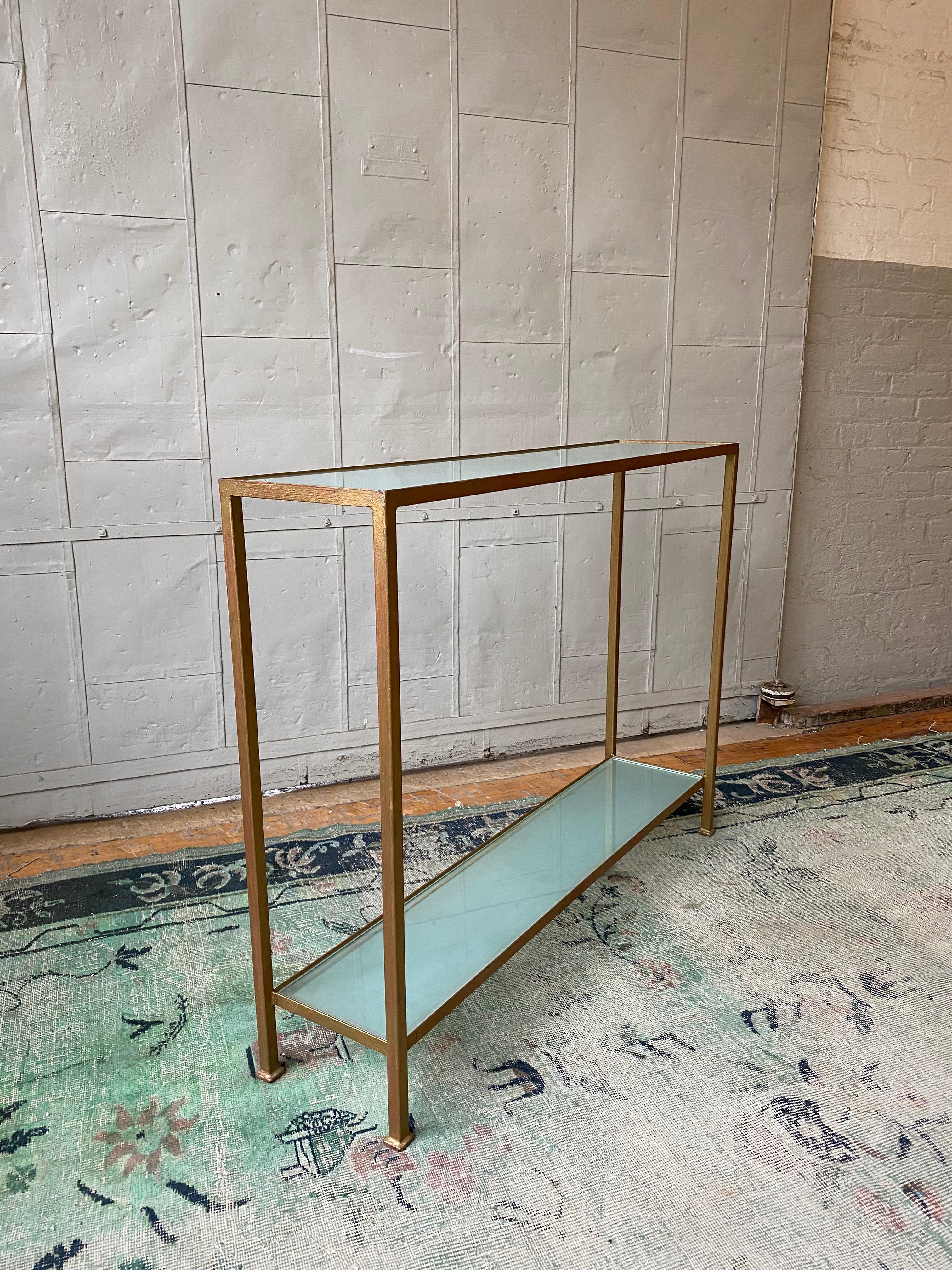 Marcelo Console Table with Sandblasted Glass Shelves For Sale 5