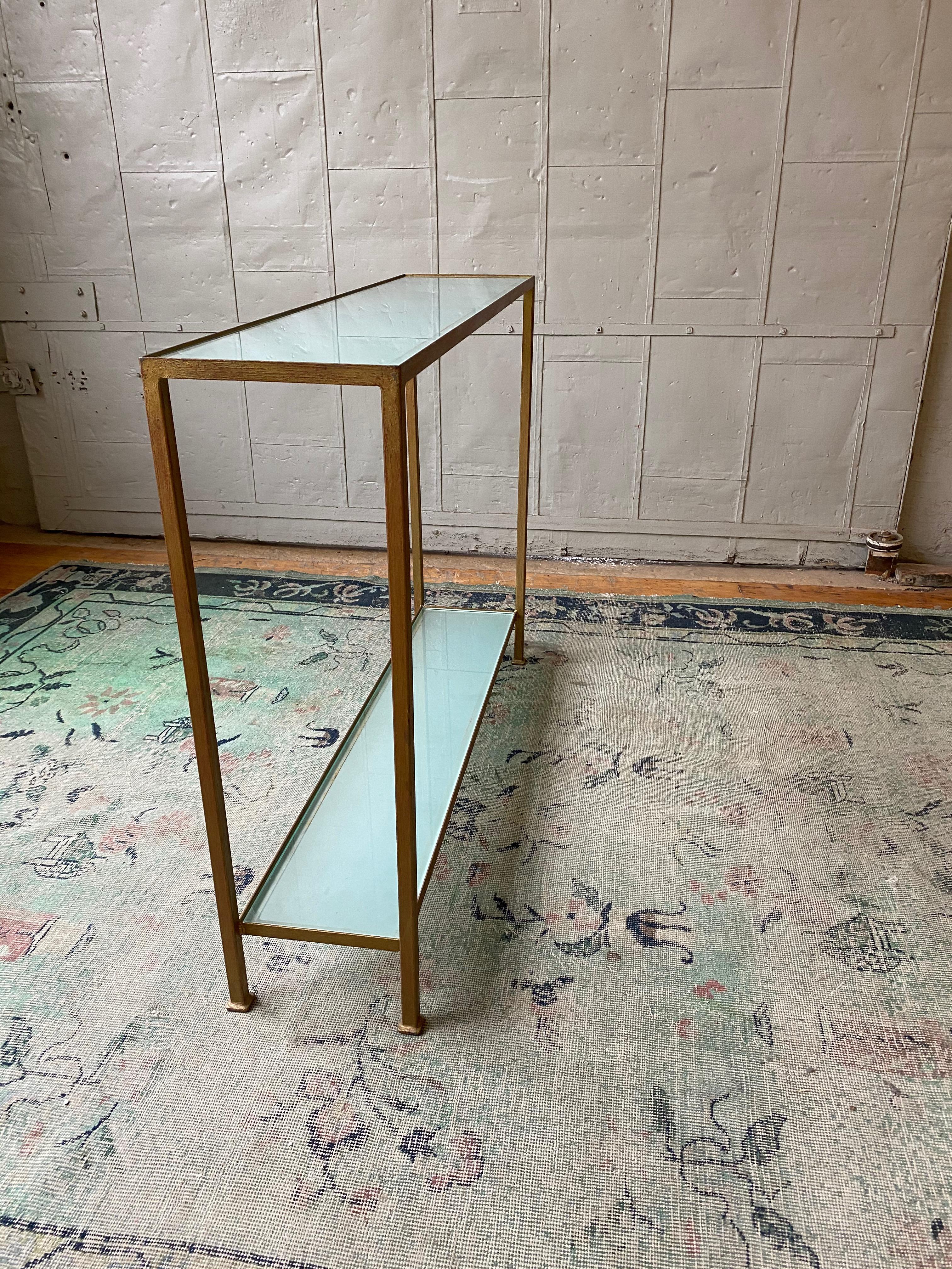 Marcelo Console Table with Sandblasted Glass Shelves For Sale 8