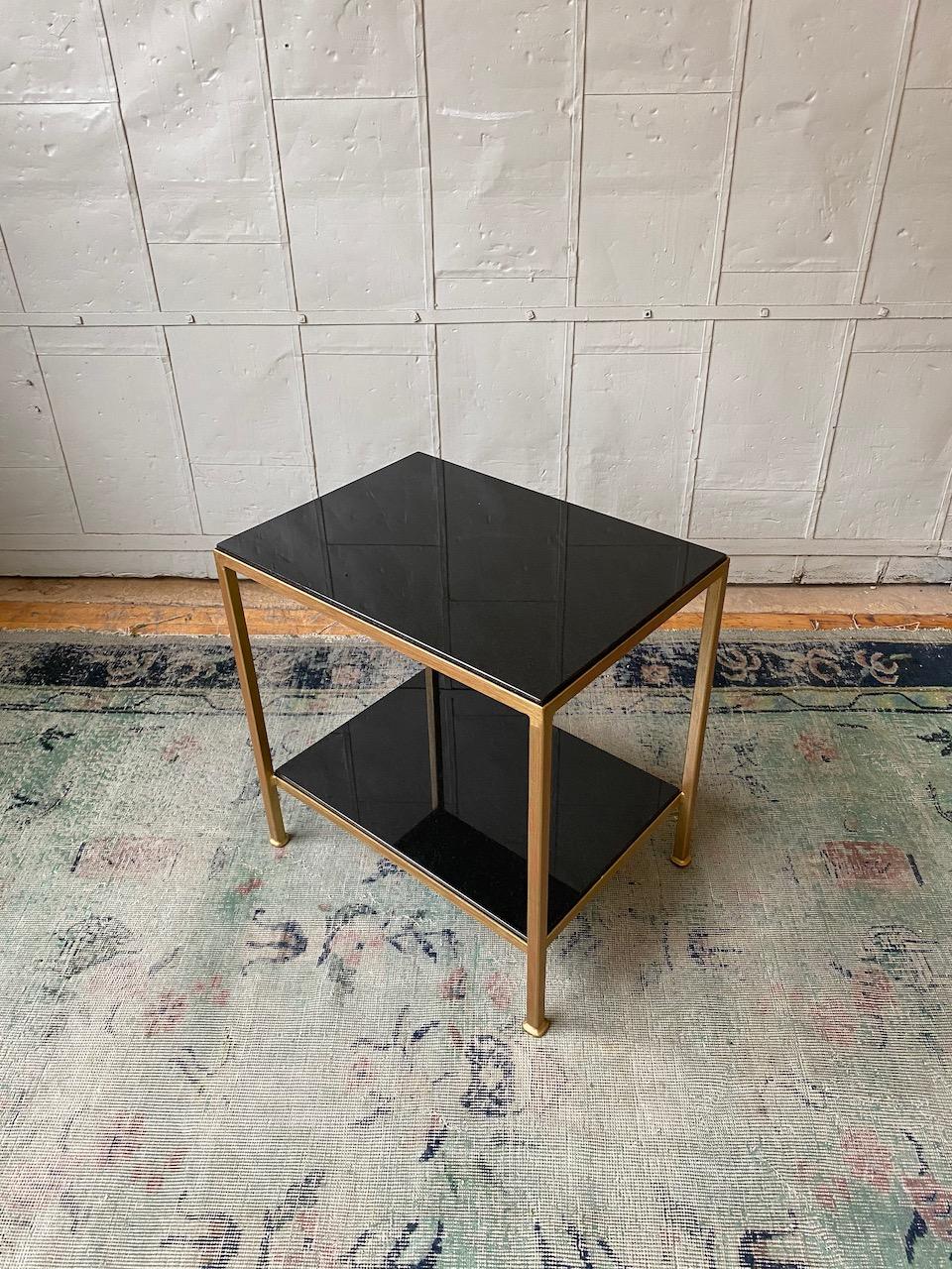 American Marcelo Iron End Table with Polished Granite Surface For Sale