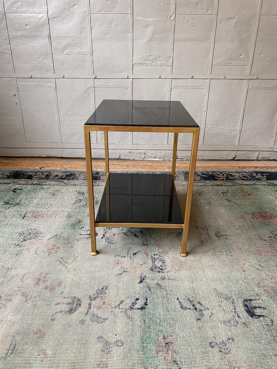 Marcelo Iron End Table with Polished Granite Surface For Sale 1