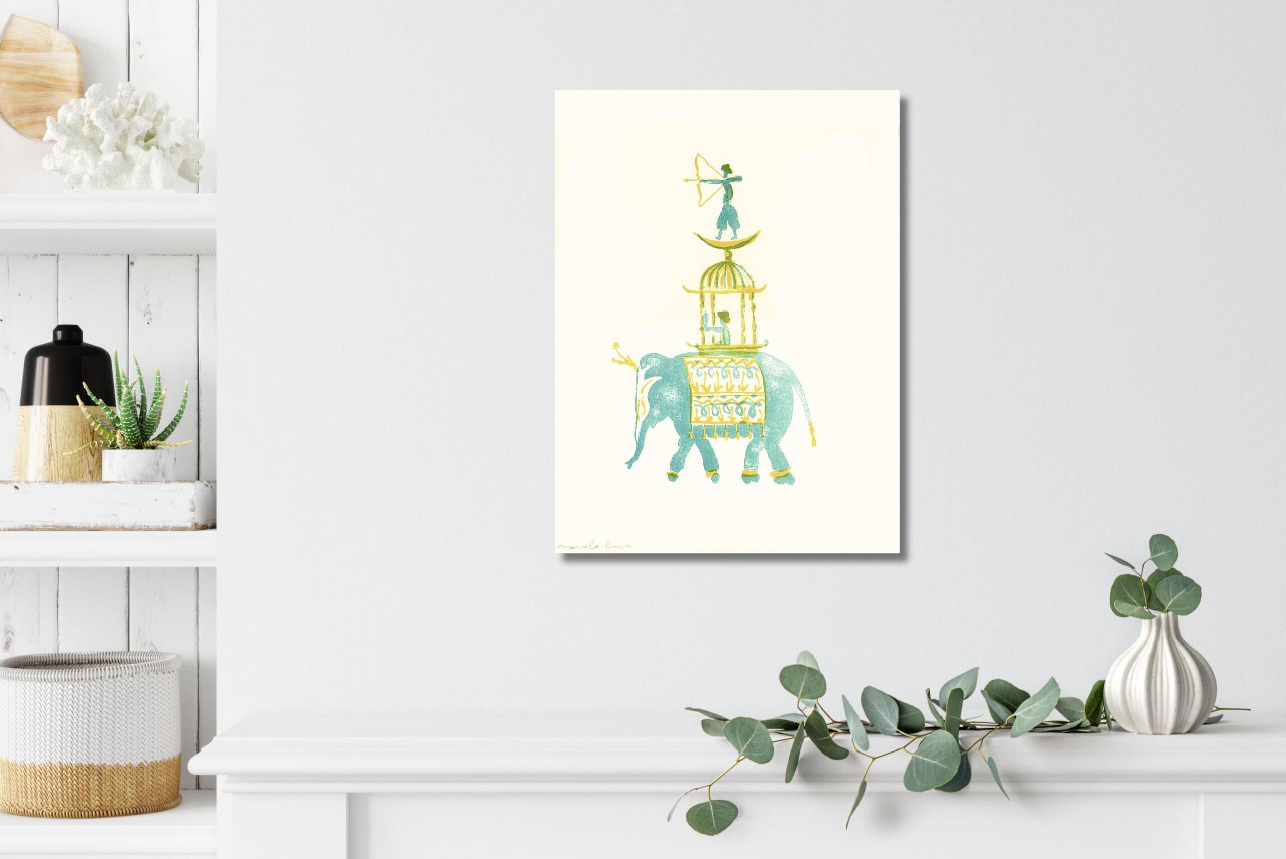 Elefante de Marcelo Martin Burgos - Litografía, animal, infancia, imaginación en venta 1