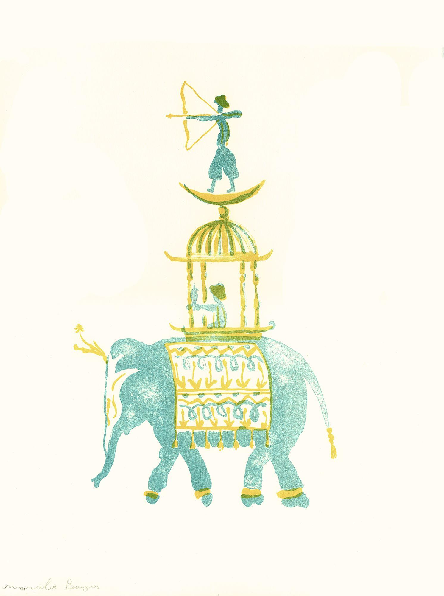 Elephant by Marcelo Martin Burgos - Lithograph, animal, childhood, imagination