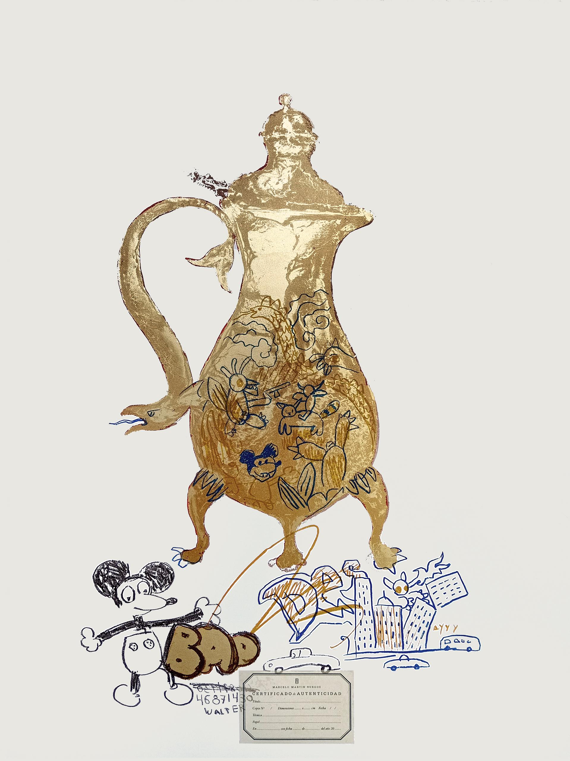 Tetera II de Marcelo Martin Burgos - Litografía, Mickey, infancia, imaginación