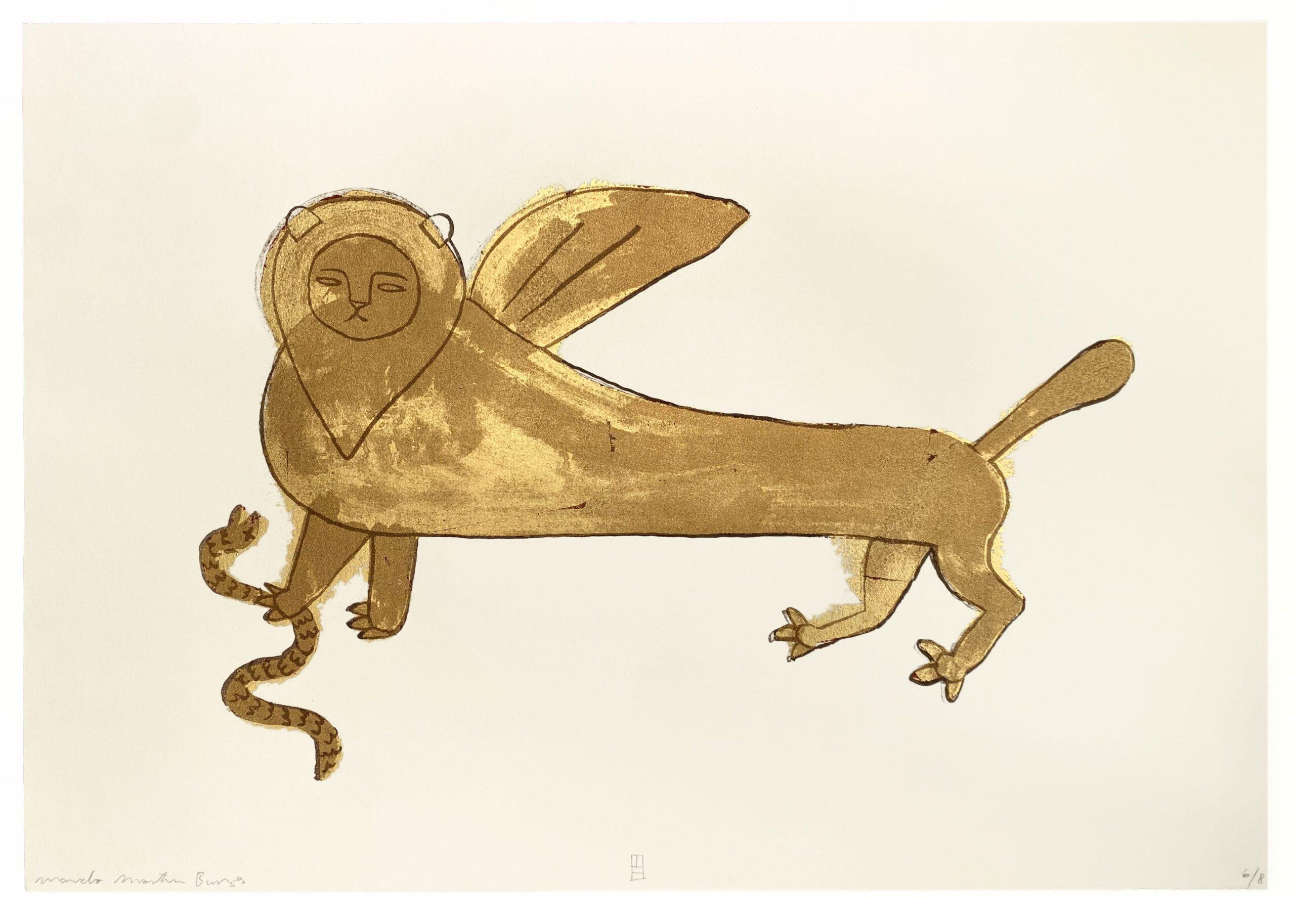 Leo di Martin Burgos - Litografia, animale, infanzia, immaginazione, ali - Print di Marcelo Martin Burgos