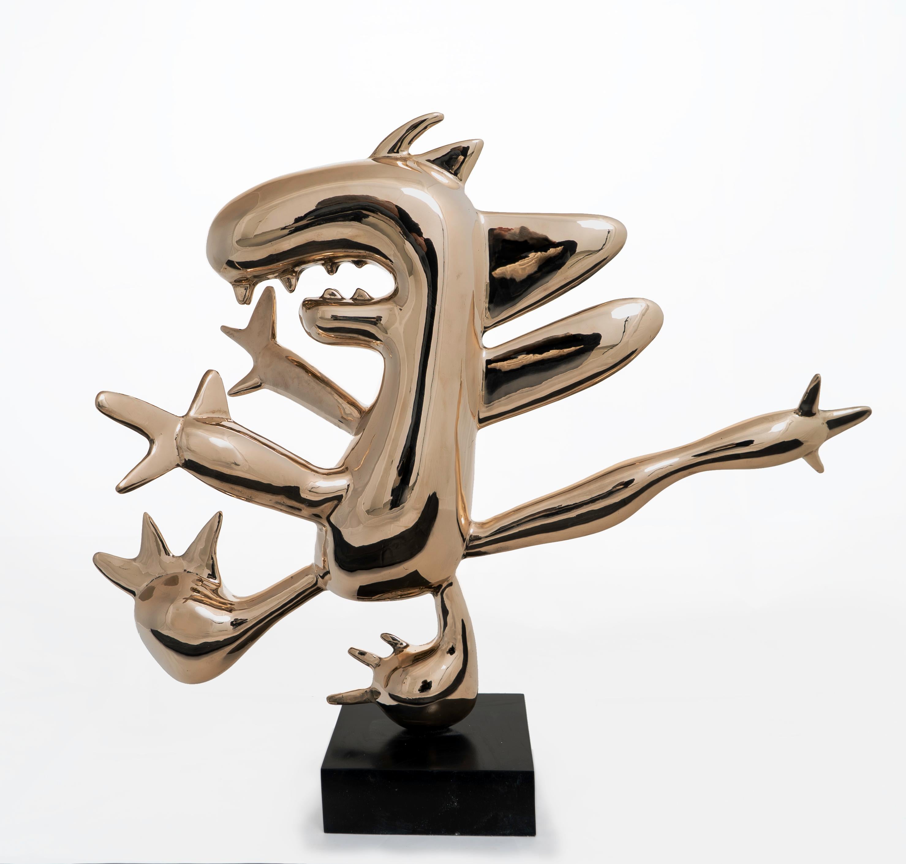 Der kleine Menschenfresser di Martin Klein Burgos - bronzo lucido, oro - Sculpture di Marcelo Martin Burgos