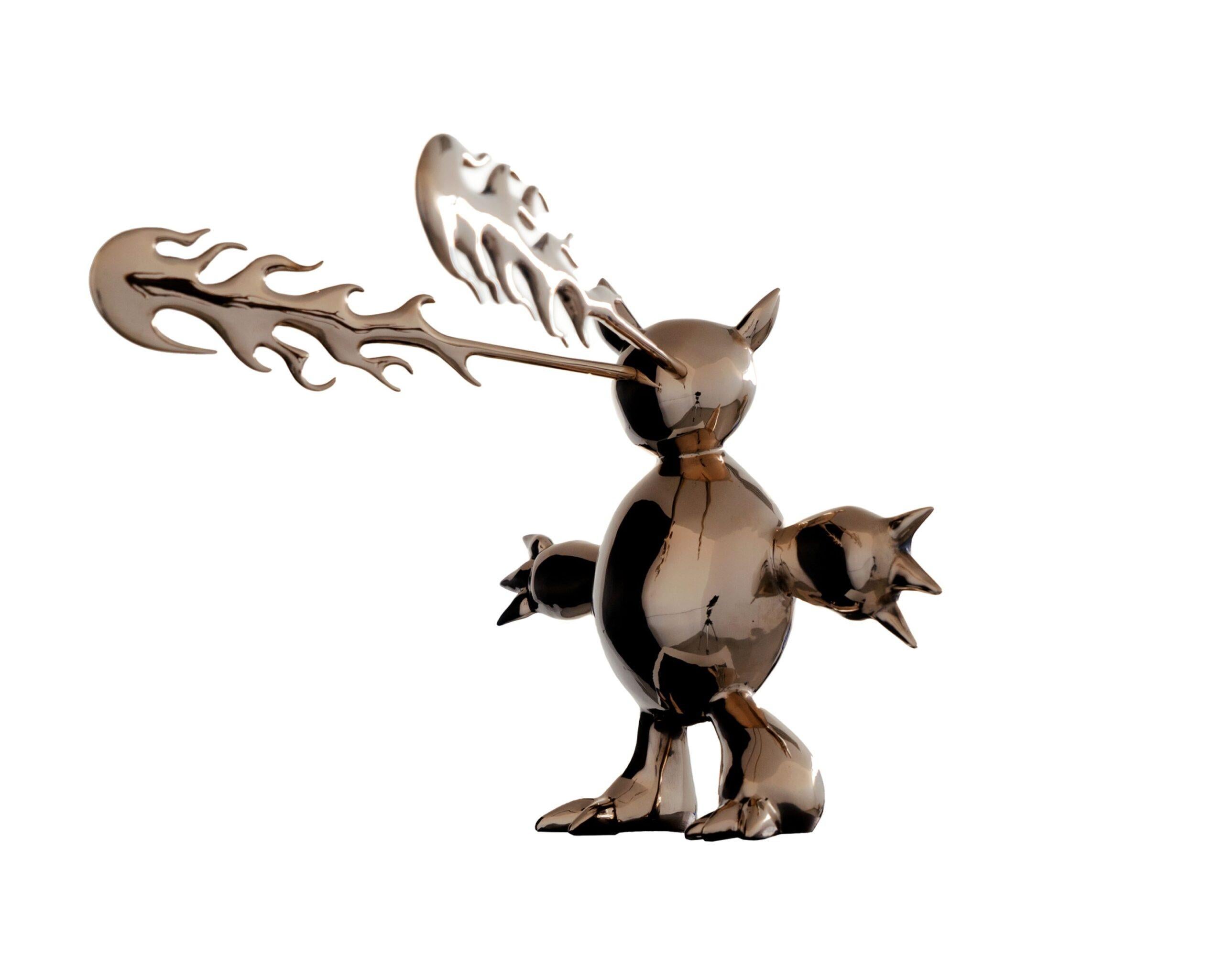 Furious Demon von Marcelo Martin Burgos – Skulptur aus polierter Bronzeskulptur, golden im Angebot 15