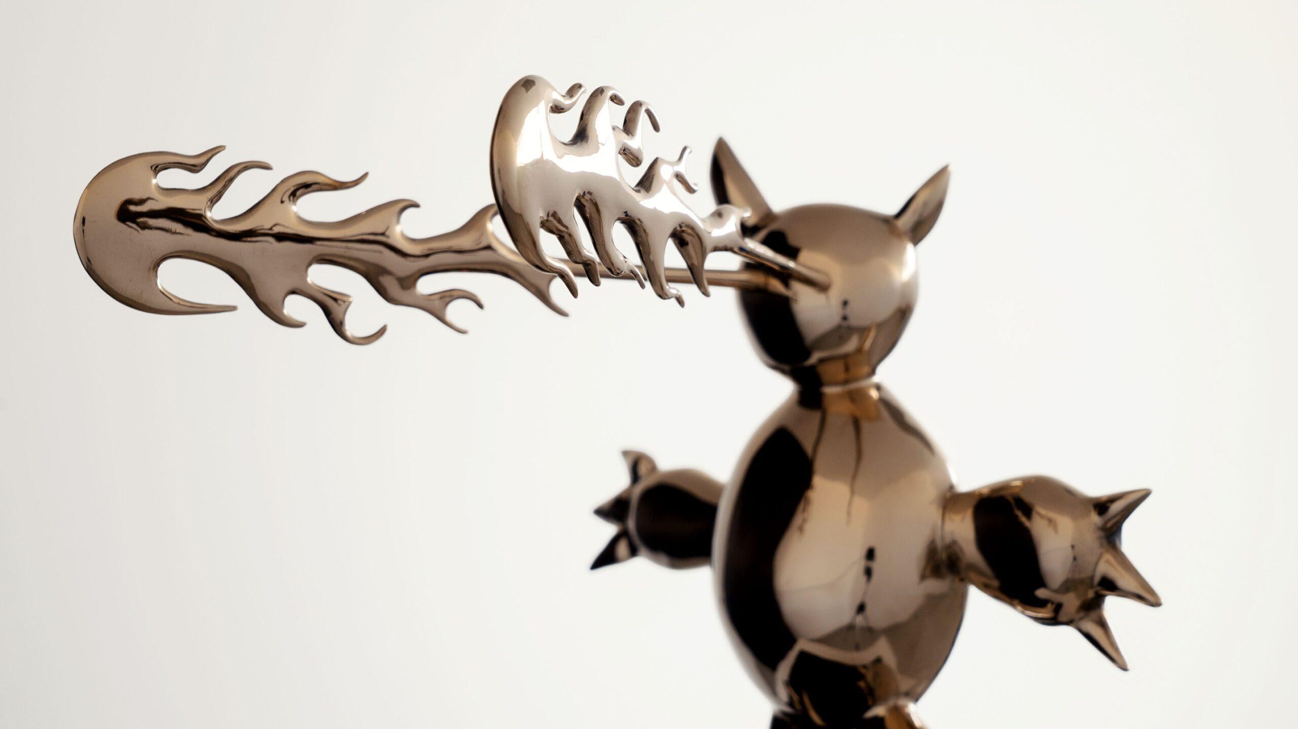 Furious Demon by Marcelo Martin Burgos - Polished bronze sculpture, golden For Sale 18
