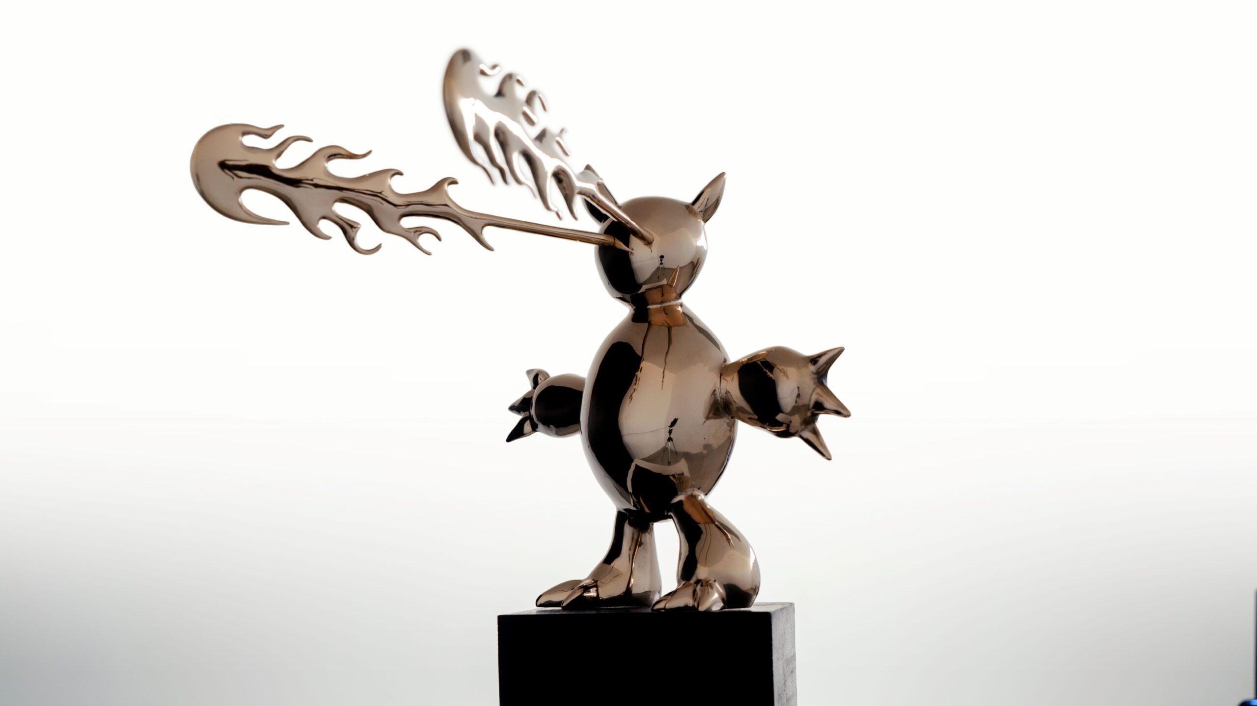Furious Demon by Marcelo Martin Burgos - Polished bronze sculpture, golden For Sale 19