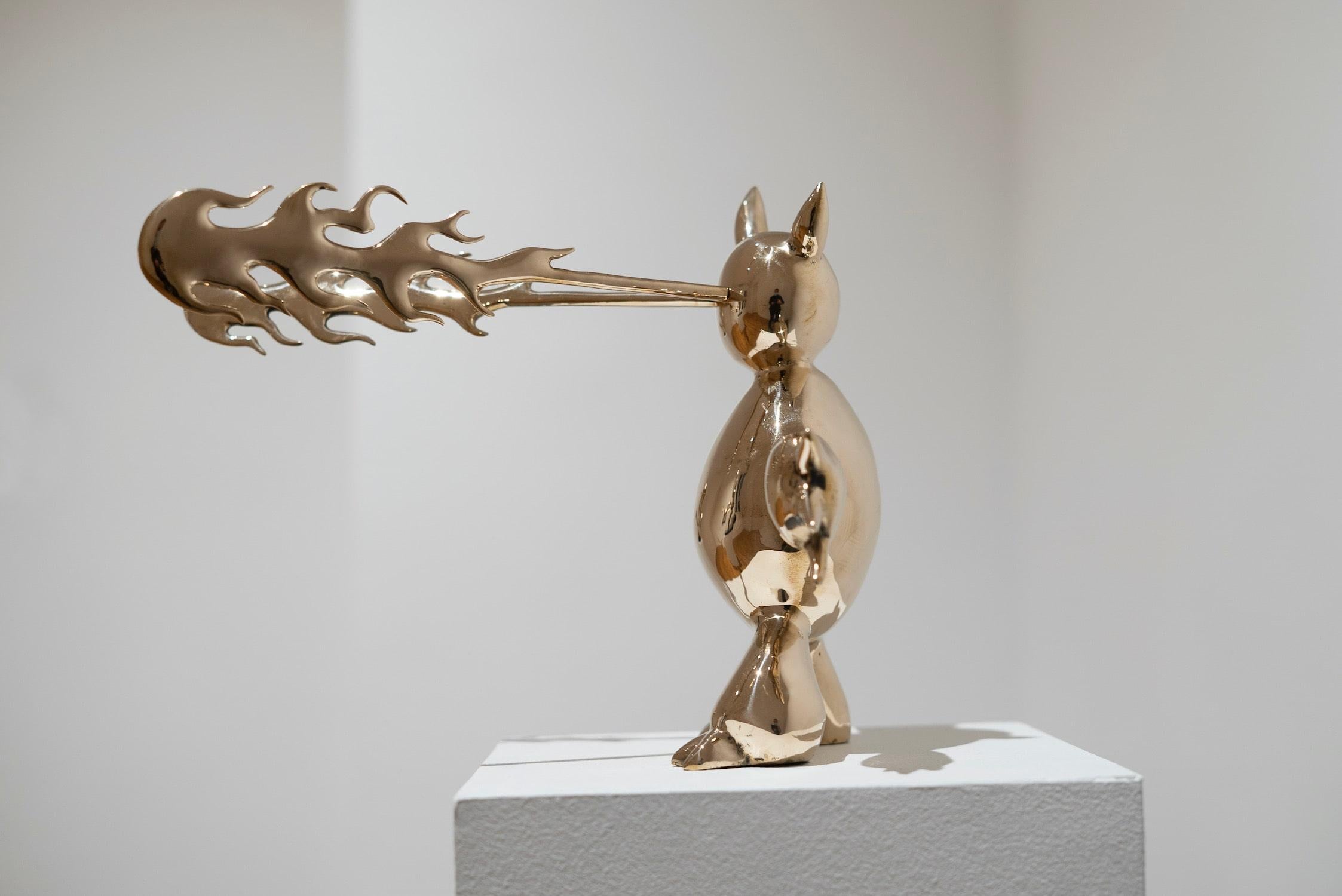 Furious Demon by Marcelo Martin Burgos - Polished bronze sculpture, golden For Sale 3