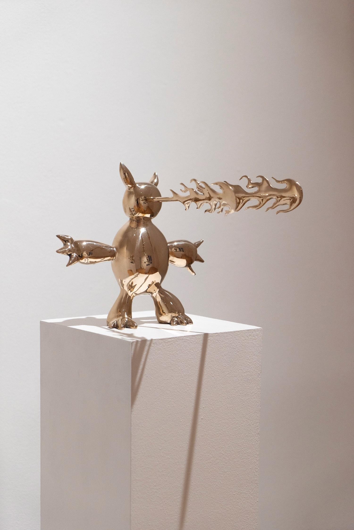 Furious Demon by Marcelo Martin Burgos - Polished bronze sculpture, golden For Sale 4