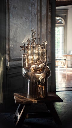 La main de Marcelo Martin Burgos - Sculpture en bronze poli, porte-bonheur symbolique