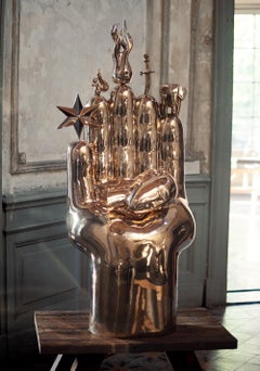 Hand von Marcelo Martin Burgos – Skulptur aus polierter Bronzeskulptur, Glücksbringer, symbolisch
