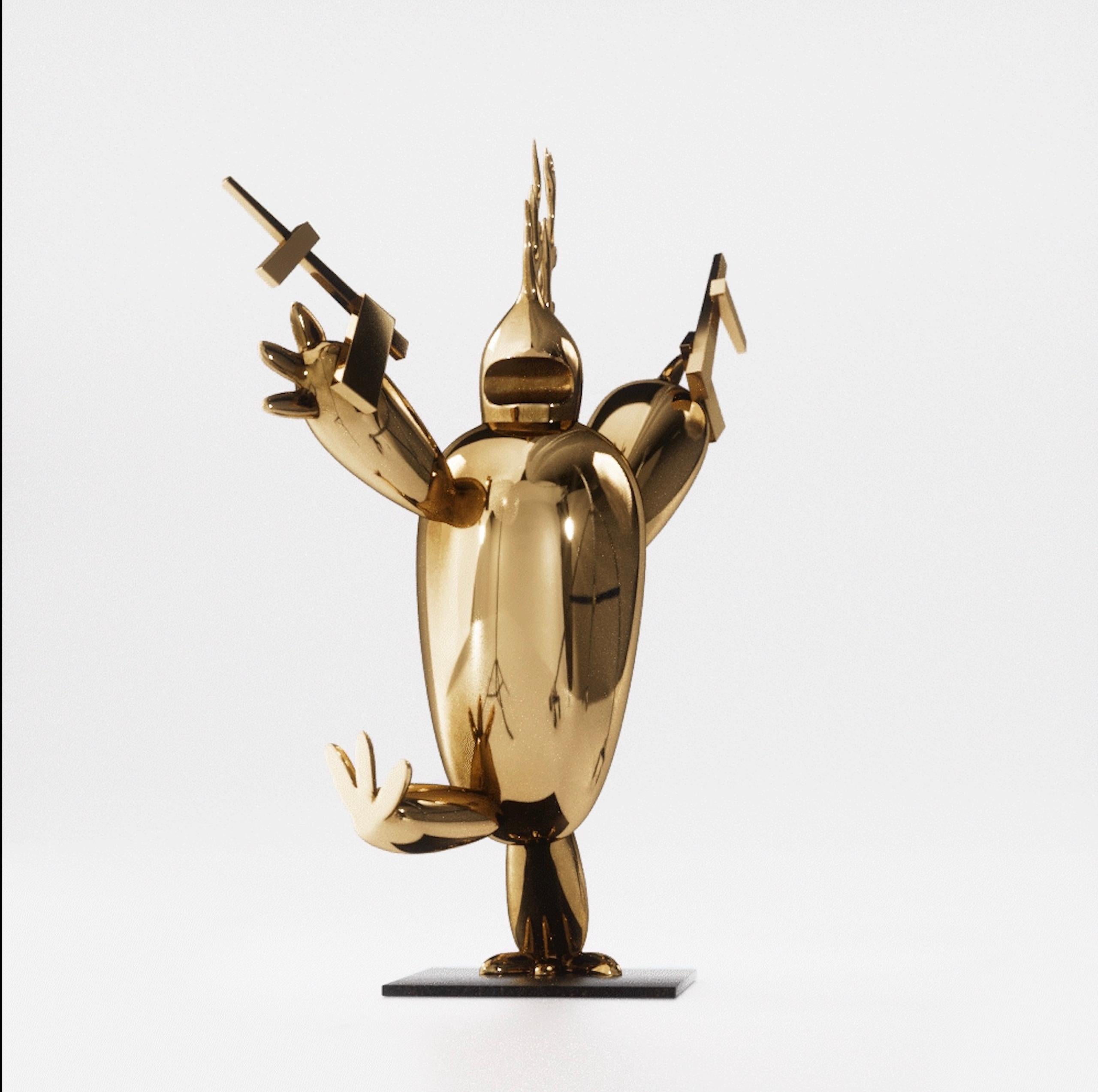 King Thug di Marcelo M. Burgos - scultura in bronzo lucidato, dorato - Sculpture Contemporaneo di Marcelo Martin Burgos