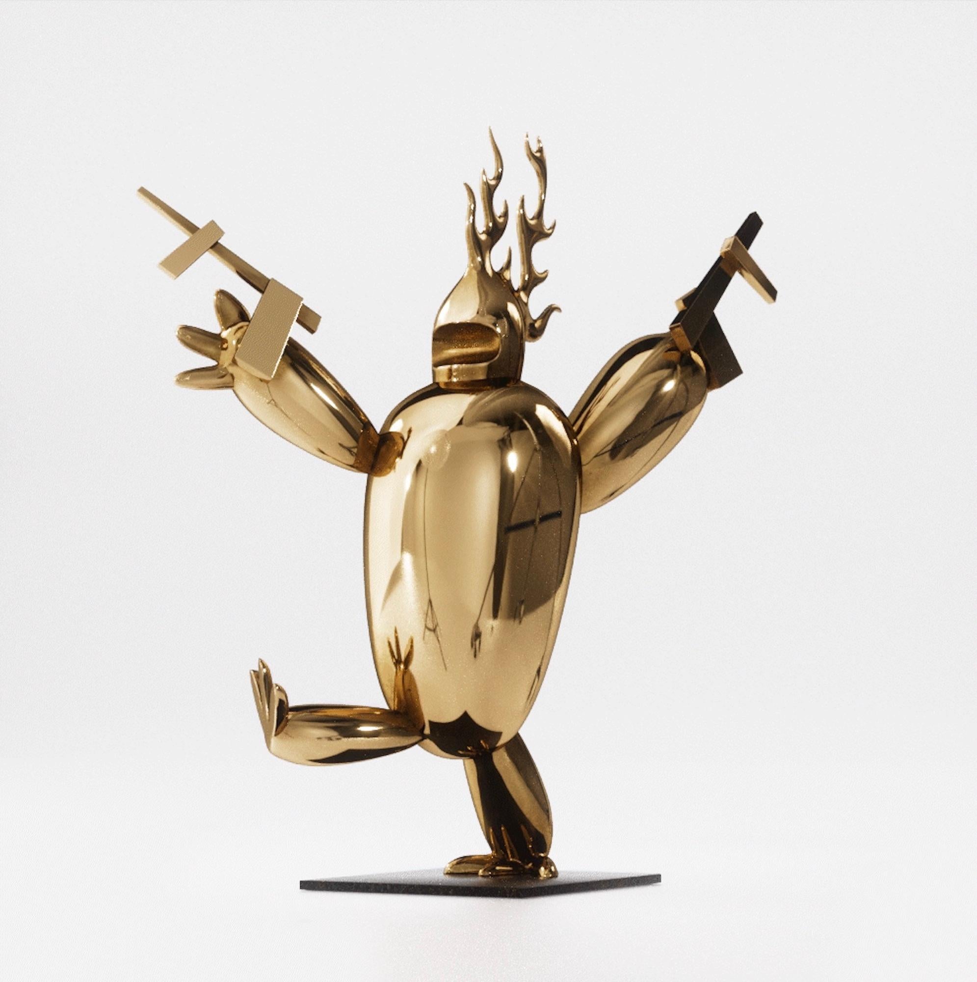 King Thug di Marcelo M. Burgos - scultura in bronzo lucidato, dorato - Figurative Sculpture Oro di Marcelo Martin Burgos