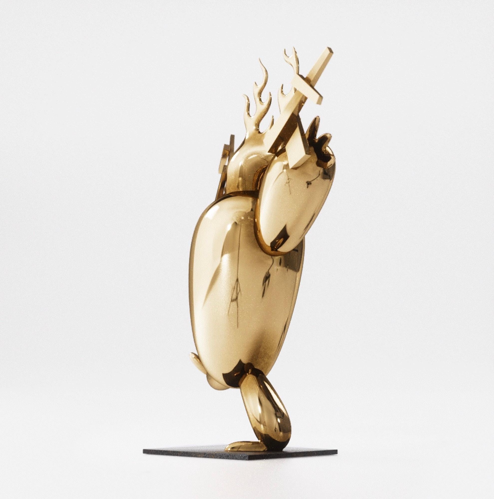 King Thug di Marcelo M. Burgos - scultura in bronzo lucidato, dorato in vendita 1