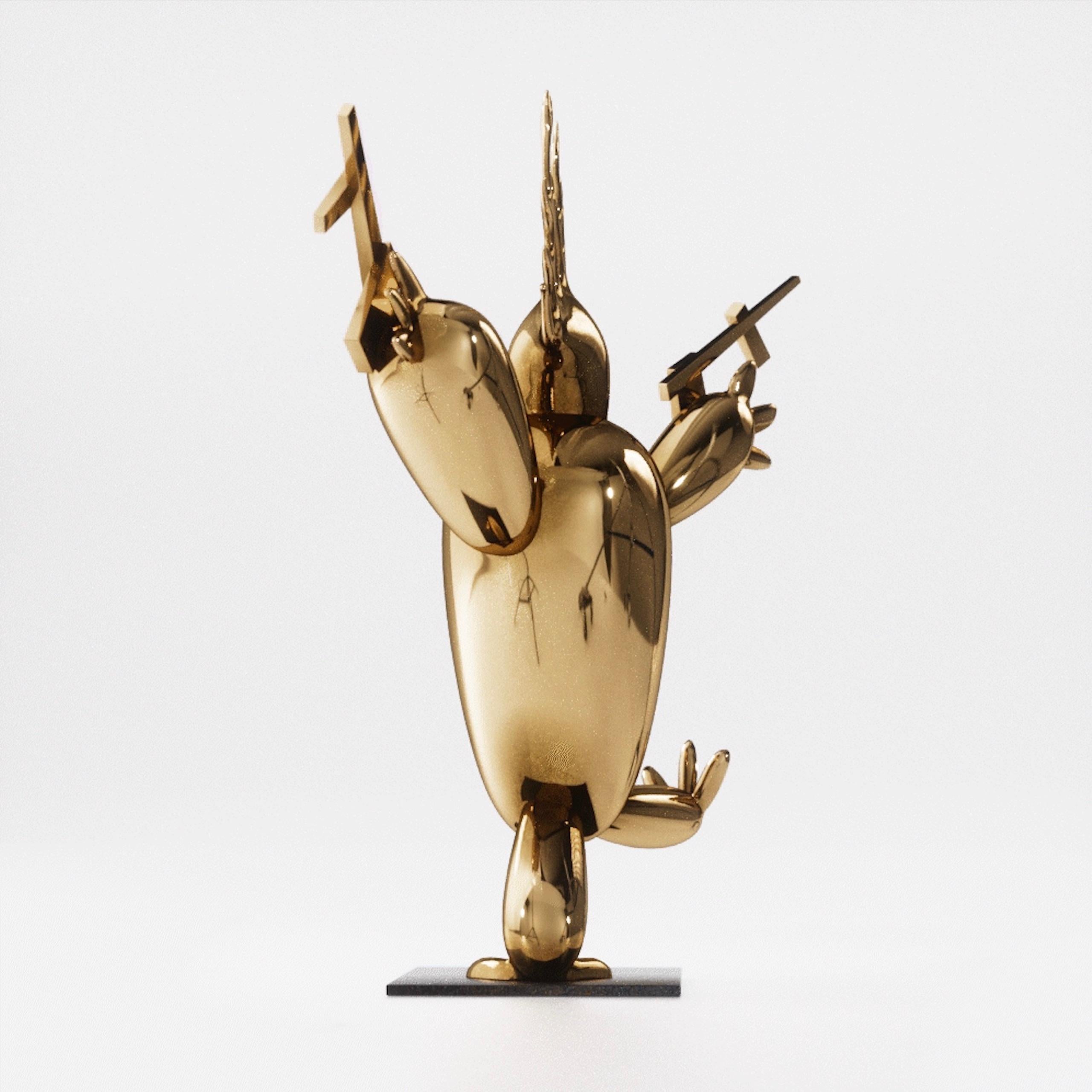 King Thug di Marcelo M. Burgos - scultura in bronzo lucidato, dorato in vendita 2