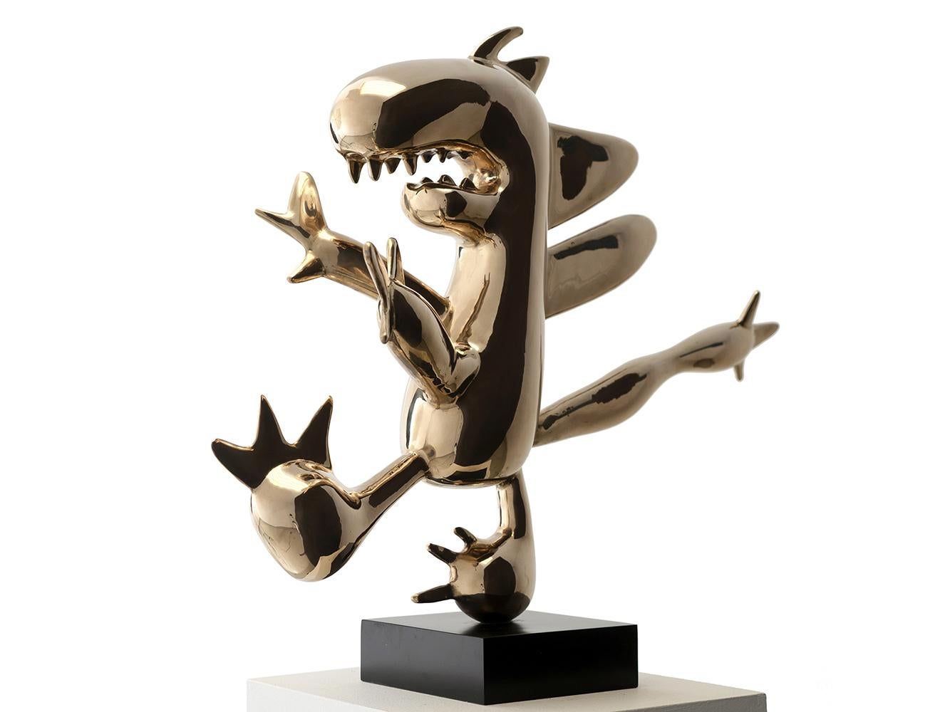 Menschenfresser de Marcelo Martin Burgos - escultura de bronce pulido, dorado 4