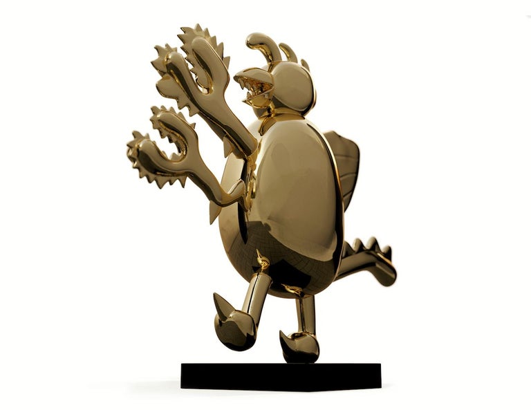 Nuke Duke by Marcelo M. Burgos (Monsters series) - bronze sculpture, golden - Contemporary Sculpture by Marcelo Martin Burgos