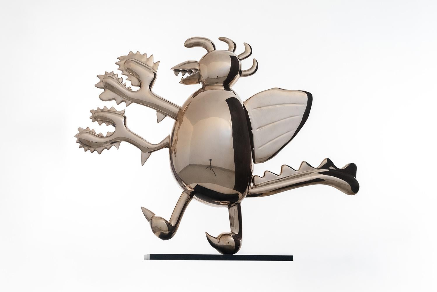 Nuke Duke von Marcelo Martin Burgos - Bronzeskulptur, goldenes, fantastisches Monster im Angebot 2