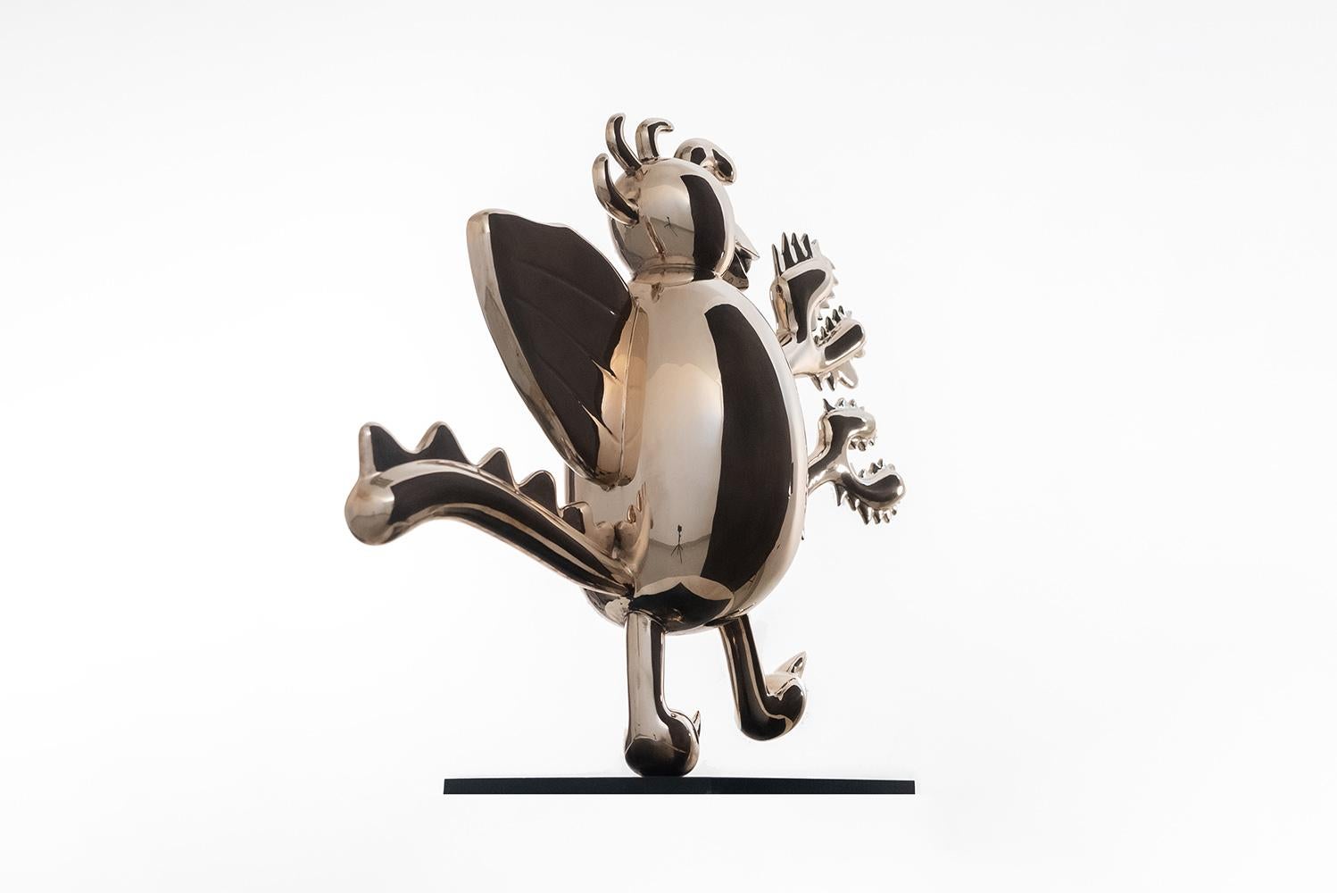 Nuke Duke von Marcelo Martin Burgos - Bronzeskulptur, goldenes, fantastisches Monster im Angebot 4