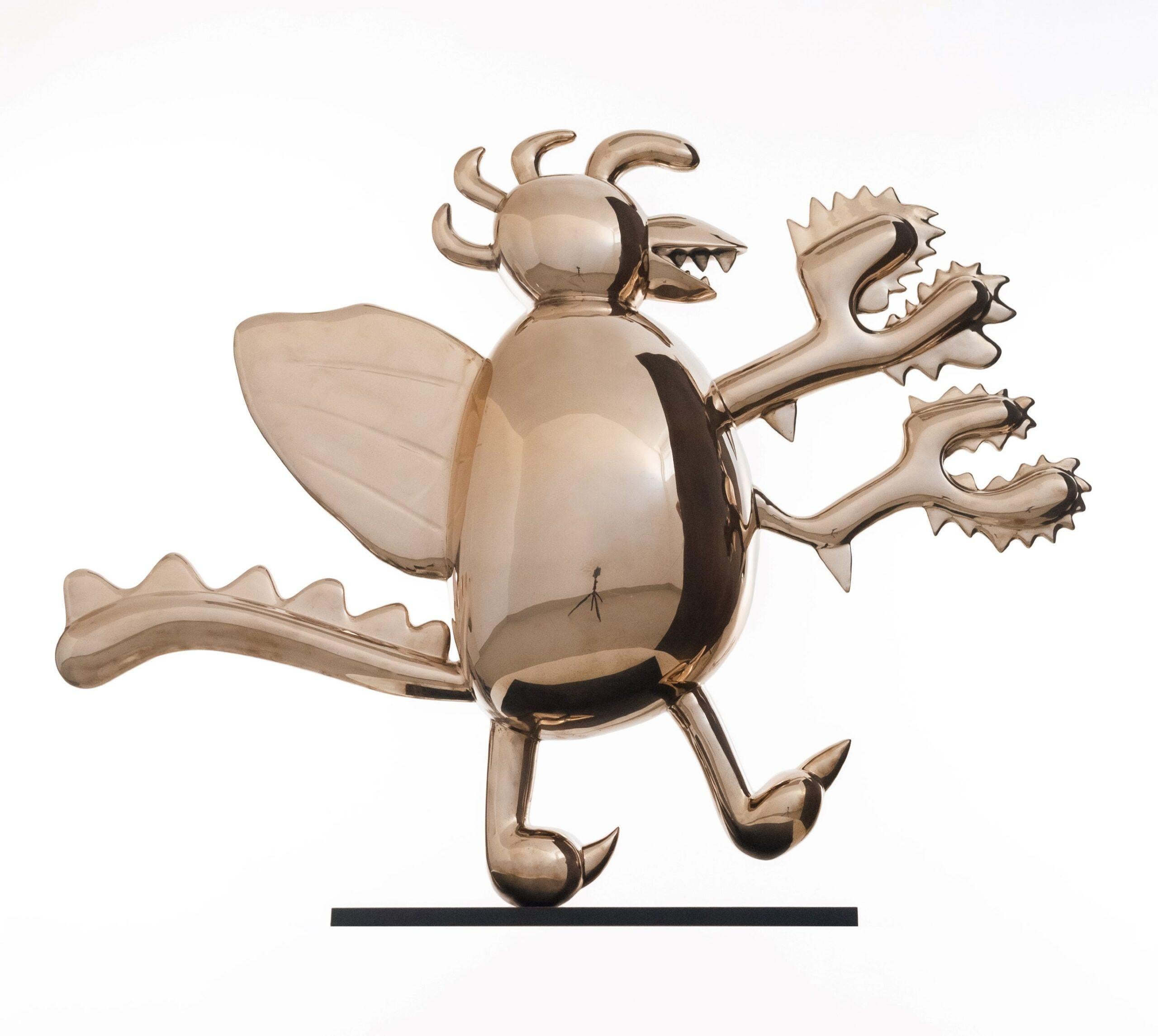 Nuke Duke von Marcelo Martin Burgos - Bronzeskulptur, goldenes, fantastisches Monster im Angebot 6