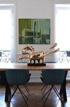 Polycephalous by Marcelo Martin Burgos - Polished bronze sculpture, golden